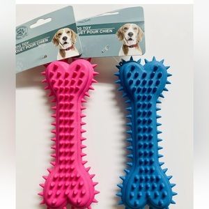 Rubber Dog Toy Chew Bone Teething Cleaning Pliable Cleaning Aid Puppy Pet New